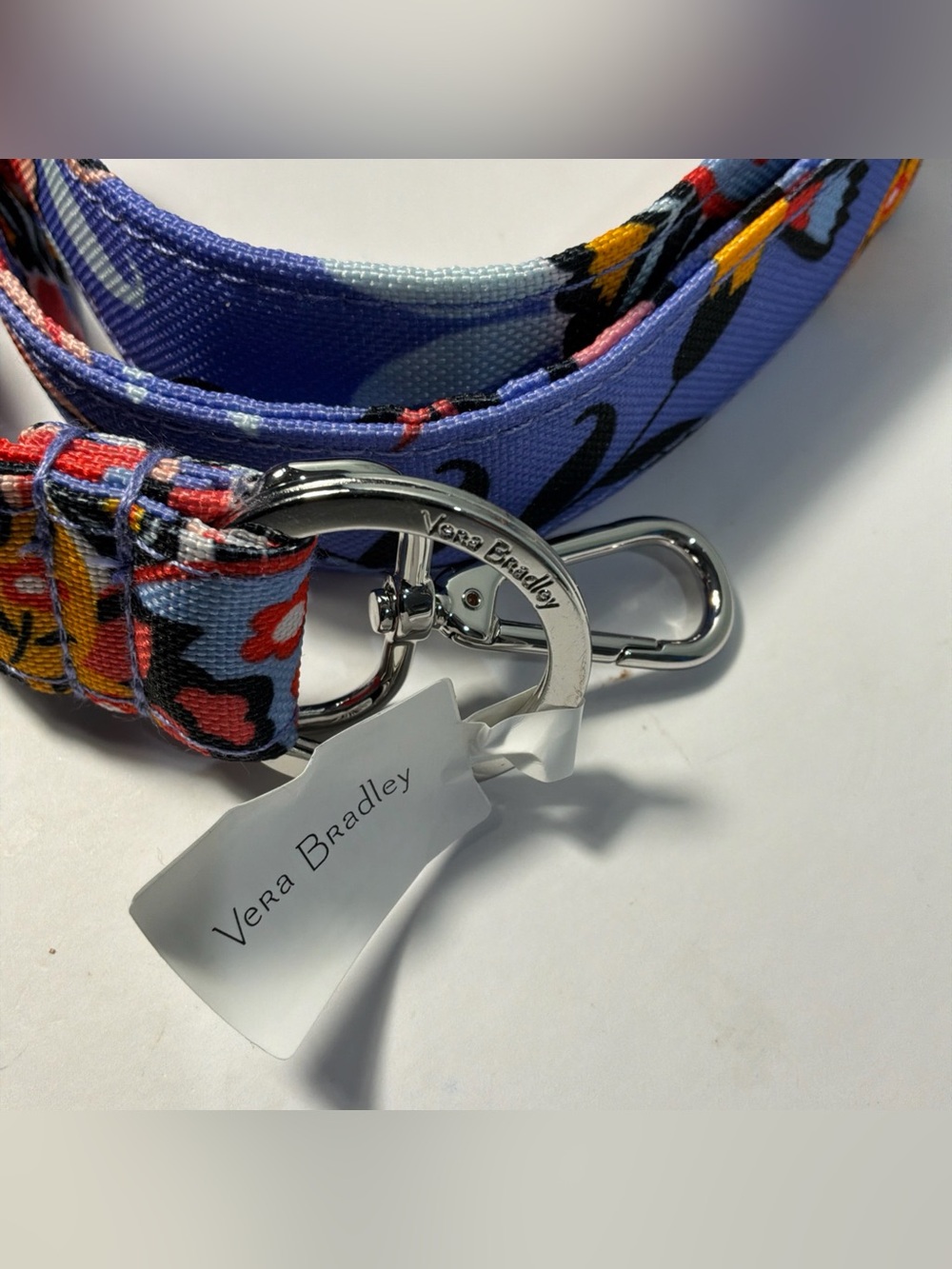 NWT Vera Bradley Lighten Up Wide Lanyard Mural Garden Purple Floral Clip & Ring